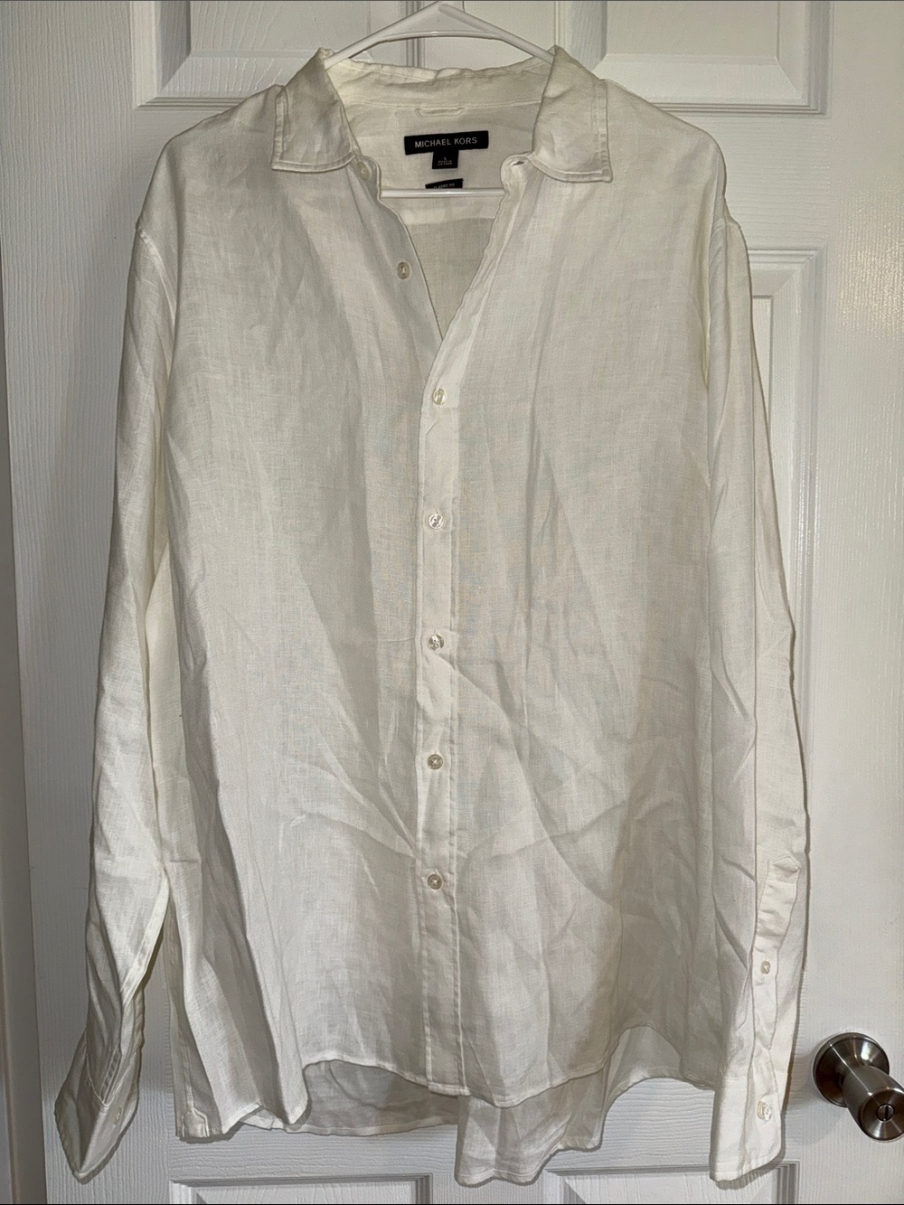 Michael Kors Men’s Cream Button-Down Linen Shirt